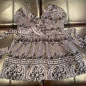 Pac Sun sheer top with ruffles and black lining